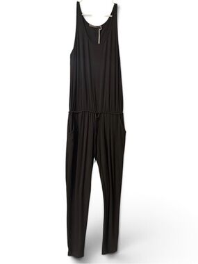 Feel The Piece Loren Jumpsuit Terre Jacobs Black M/L Open Back Drawstring NWT